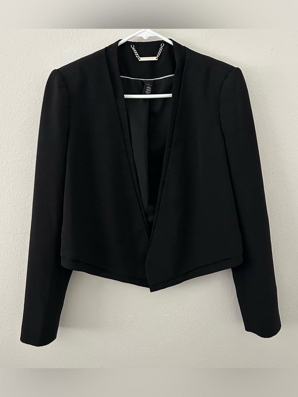 White House Black Market Blazer Women’s 2 Cropped Open Front Layered Hem Career
